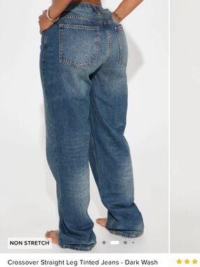 Fashion Nova Wide-Leg Dark Blue Tinted Jeans